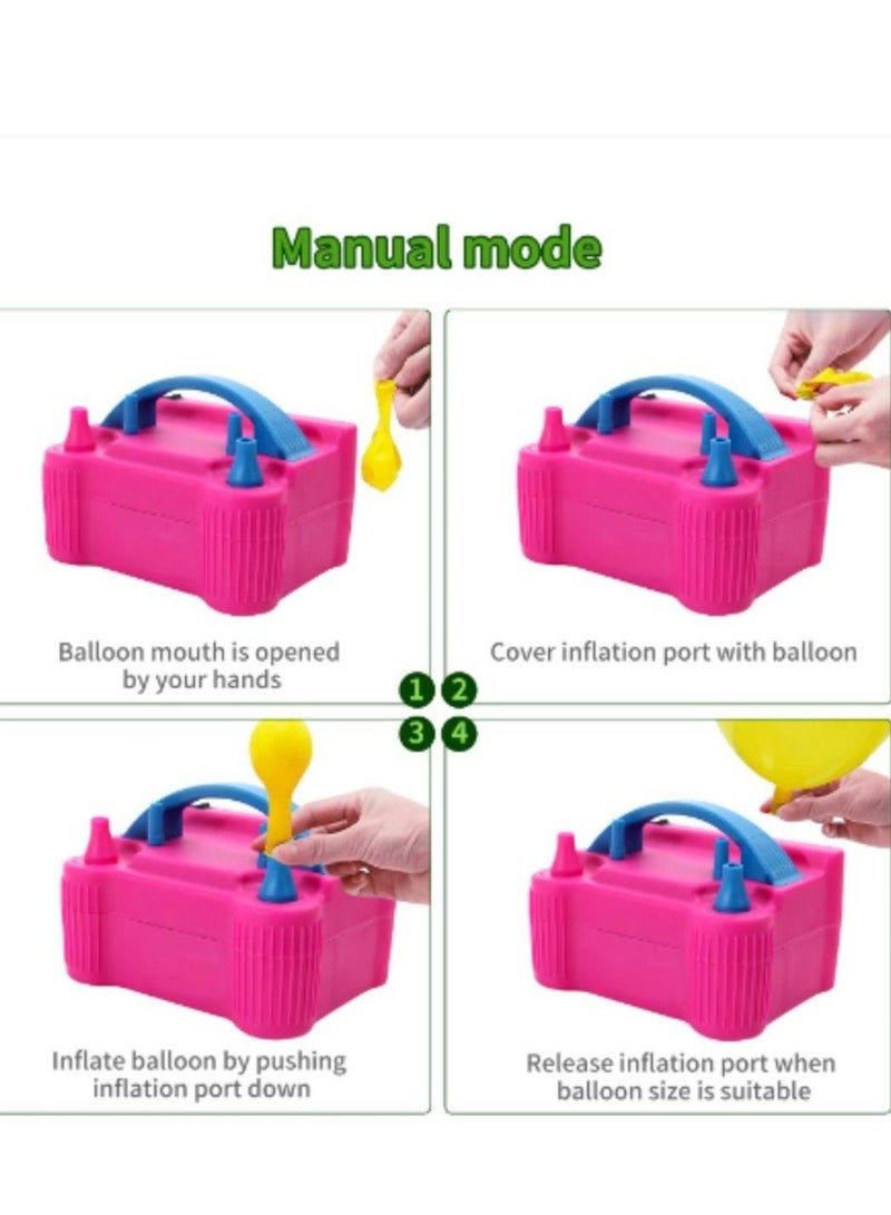 QiaoKai Electric Double Nozzle Balloons Inflator Pump Pink - Image 4