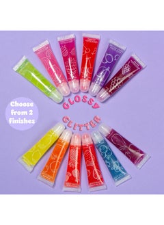 Expressions Expressions 12 pc Lip Gloss Set, Flavored Lipgloss Squeeze Tubes with Carrying Case, Lip Gloss Set Value Pack, Assorted Fruit Flavored Lip Glosses, Kid-Friendly Non Toxic Makeup (12)  - Image 3