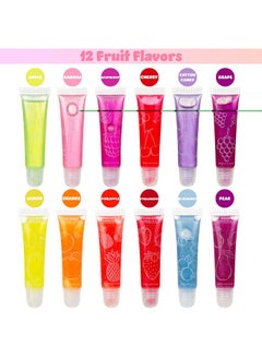 Expressions Expressions 12 pc Lip Gloss Set, Flavored Lipgloss Squeeze Tubes with Carrying Case, Lip Gloss Set Value Pack, Assorted Fruit Flavored Lip Glosses, Kid-Friendly Non Toxic Makeup (12)  - Image 2