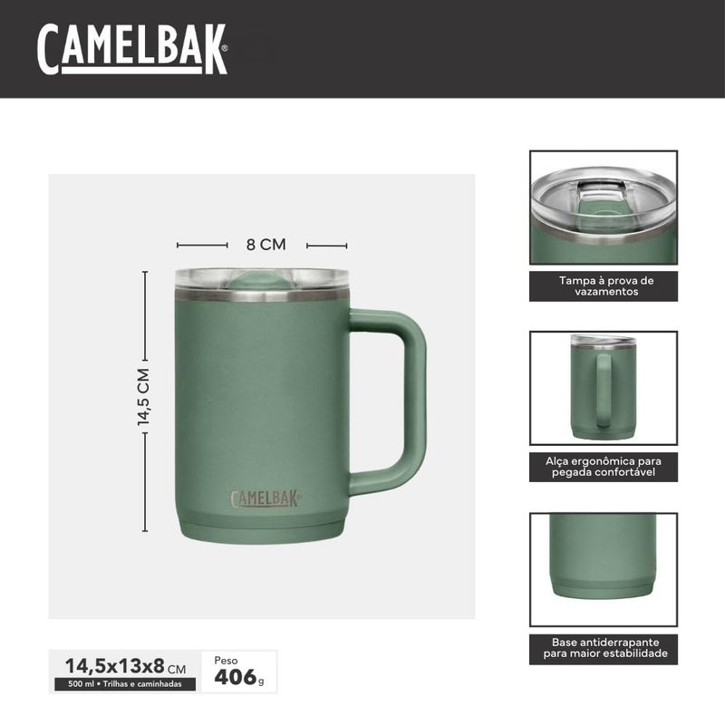 CamelBak Thrive Leak-Proof 16 oz Mug, Insulated Stainless Steel - For travel, coffee, tea, hot beverages - Spill Proof - Cup-holder Compatible, Moss - Image 3