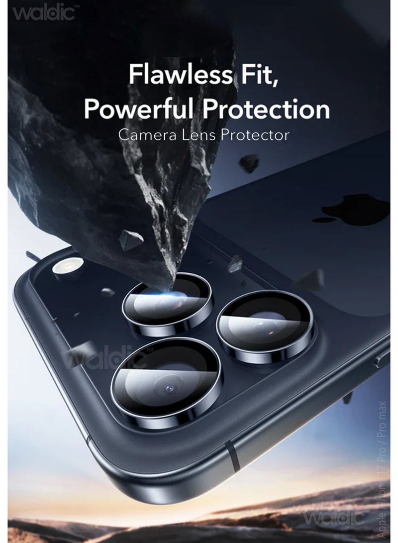 ولديك واقي عدسة كاميرا Apple iPhone 17 Pro Pro Max زجاج مقوى فائق النحافة 9H عالي الوضوح مقاوم للخدش مع حواف من الألومنيوم غطاء عدسة معدني فردي أزرق للاستخدام اليومي والهدايا - Image 2