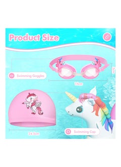 SYOSI Kids Swim Cap Swimming Goggles Toddler Swimming Cap with Ear Plugs Waterproof Kids Cloth Bathing Cap Goggles for Children Girls Age 3-12 Lovely Cute Cartoon  - Image 2