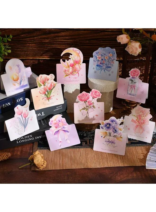 60 قطعة من بطاقات التهنئة ثلاثية الأبعاد بالزهور المرسومة بالزيت لحفلات الزفاف واليوم الميلادي والذكرى السنوية - Image 2