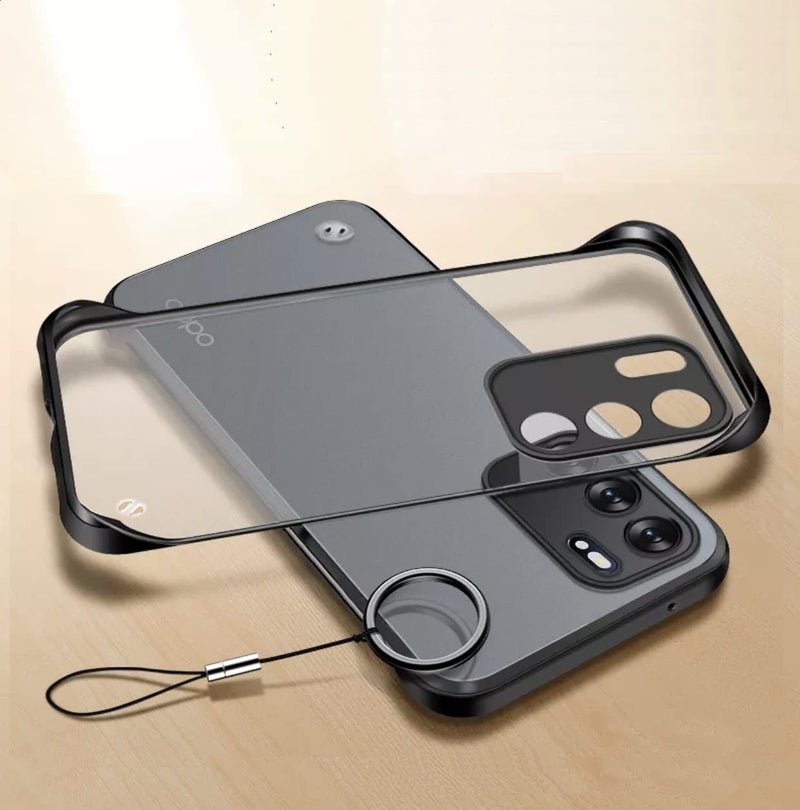REALCASE Oppo Reno 6 Pro Back Cover Case | Stylish Frameless Matte Hard Back Skin | Soft TPU Shock Proof Bumper Back Cover Case for Oppo Reno 6 Pro 5G (F-Black) - Image 1