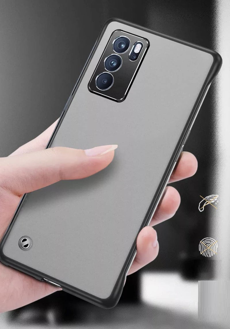 REALCASE Oppo Reno 6 Pro Back Cover Case | Stylish Frameless Matte Hard Back Skin | Soft TPU Shock Proof Bumper Back Cover Case for Oppo Reno 6 Pro 5G (F-Black) - Image 5