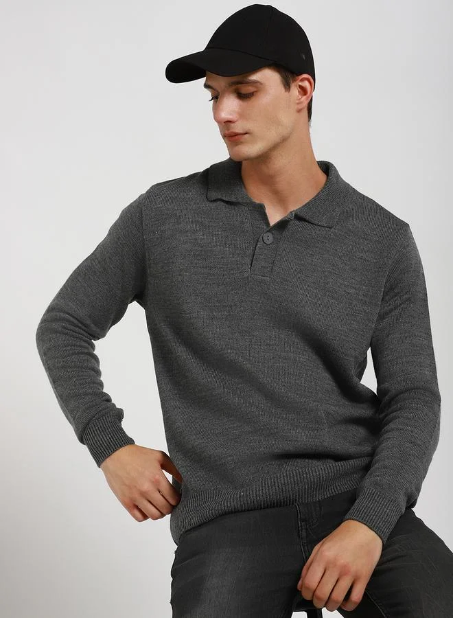 Dennis Lingo Dennis Lingo Collared Regular Fit Solid Sweater