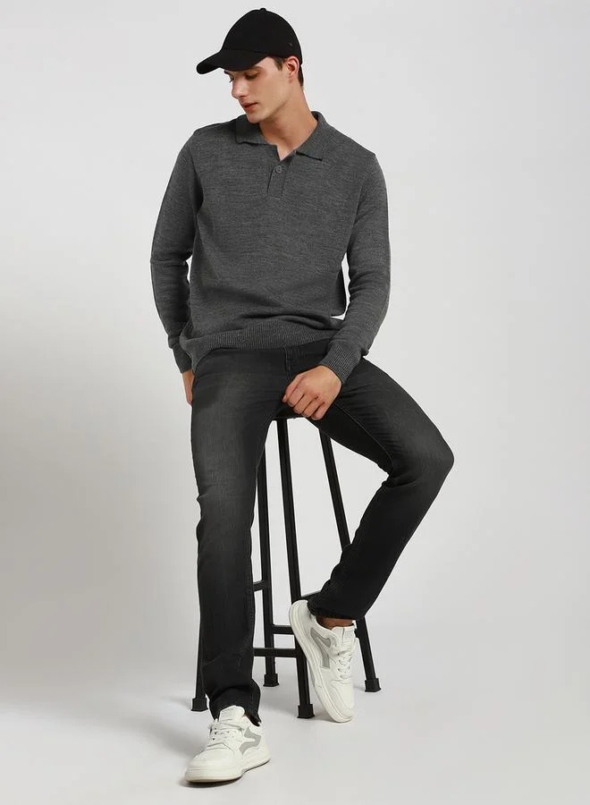 Dennis Lingo Dennis Lingo Collared Regular Fit Solid Sweater
