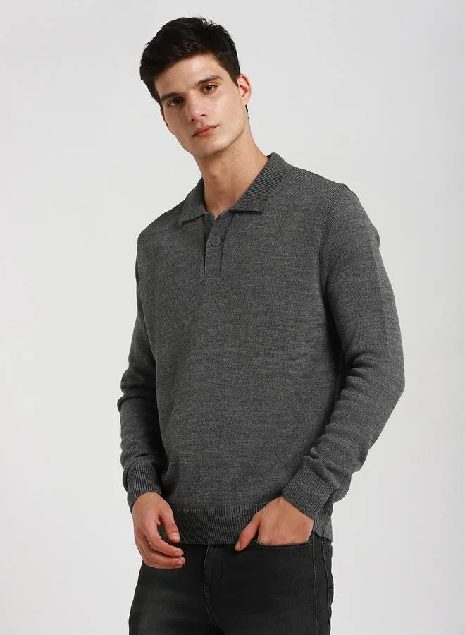 Dennis Lingo Dennis Lingo Collared Regular Fit Solid Sweater