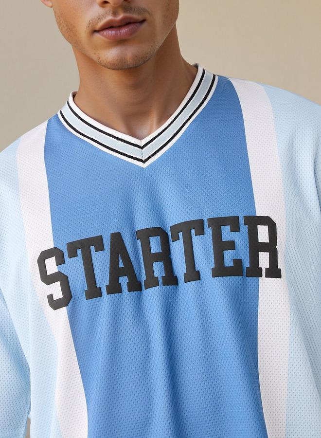 Starter Printed V-neck T-shirt with Short Sleeves - Image 4