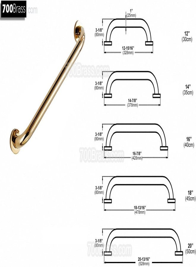 قضيب إمساك نحاسي 700Brass بطول 9 بوصات لسلامة الاستحمام في الفنادق/الموتيلات/المنازل، مصنوع من النحاس الصلب المصقول بالذهب، هيكل متين، مسند ذراع، درابزين لحوض الاستحمام - Image 3