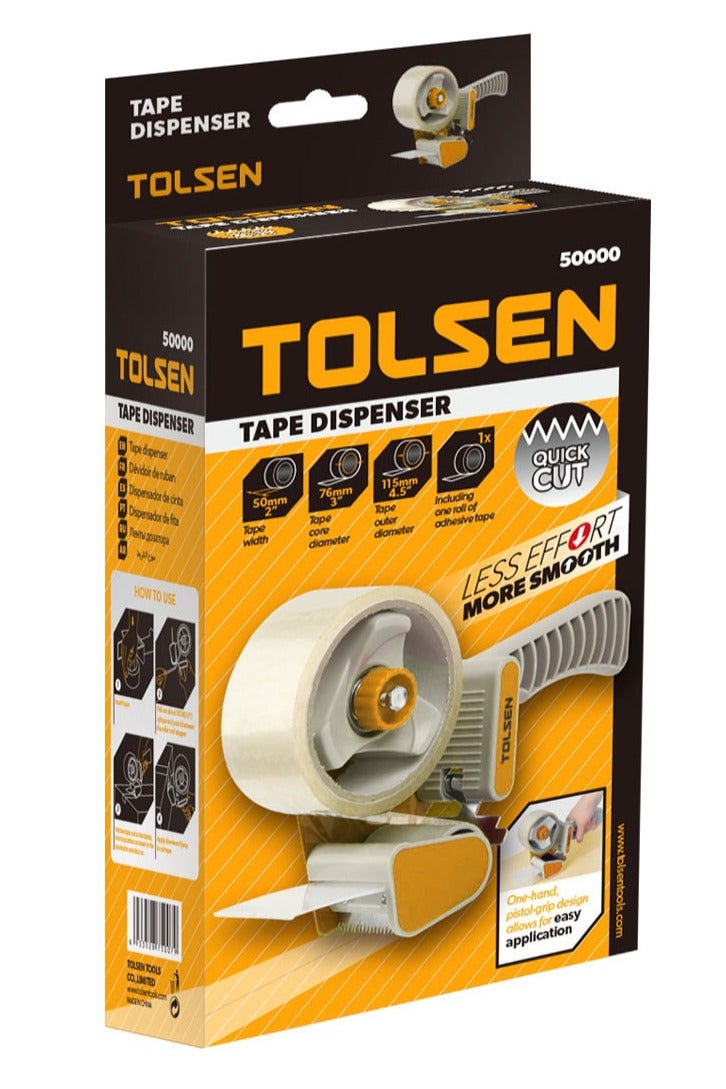 Tolsen 50000 Heavy-Duty Tape Dispenser – 2″ Packaging Tape Cutter for Carton Sealing - Image 2