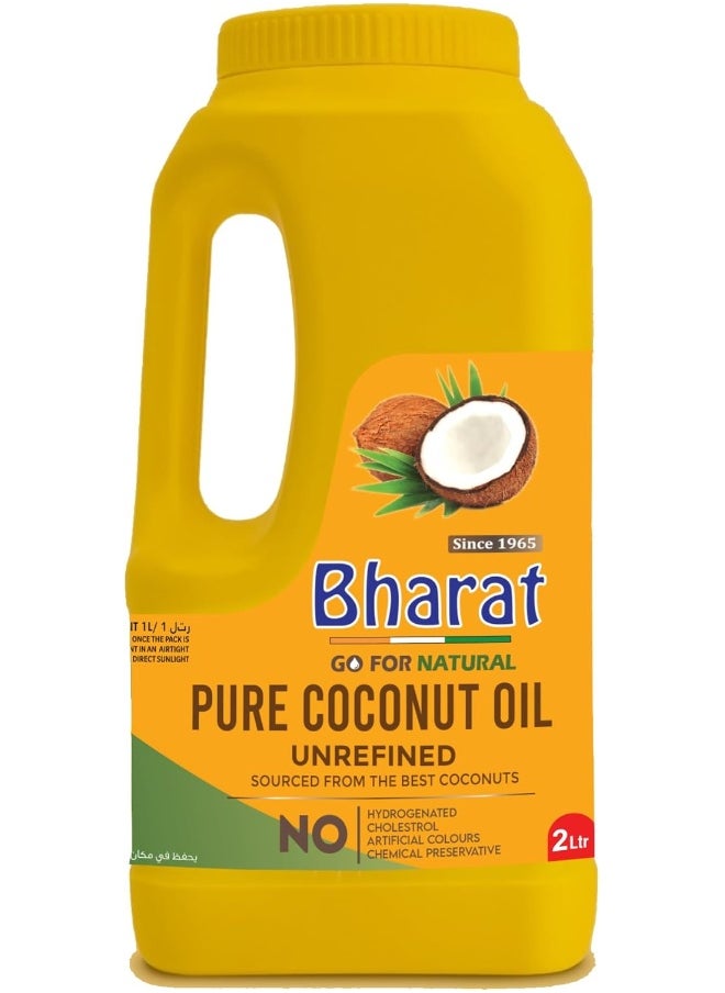 Bharat Bharat Pure Coconut Oil 2 Litre | Unrefined | Sourced from the Best Coconuts | Edible for Cooking  - Image 1