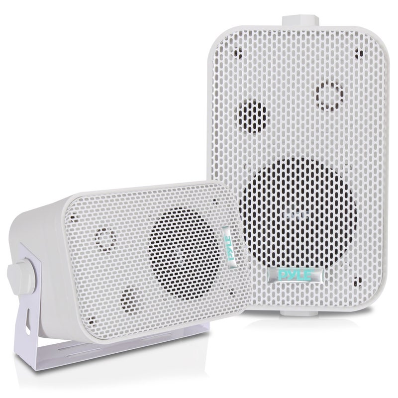 Pyle Home Dual Waterproof Outdoor Speaker System - 3.5 Inch Pair of Weatherproof Wall,Ceiling Mounted Speakers Heavy Duty Mesh Covers, Universal Mount -Use in the Pool, Patio, Indoor PDWR30W(White) - Image 1