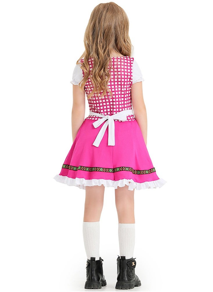 Al Aoyama German traditional festival suit pink plaid print national performance costume  - Image 2