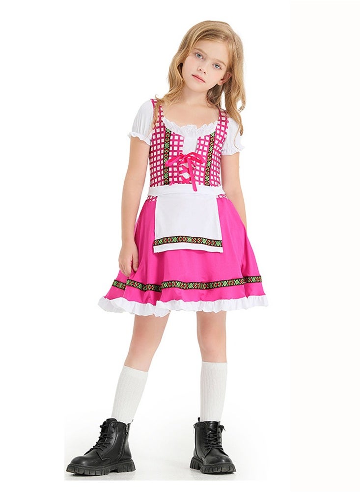 Al Aoyama German traditional festival suit pink plaid print national performance costume  - Image 3