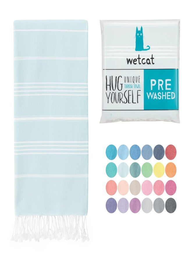 WETCAT Turkish Beach Towel Oversized (38"x71") 100% Turkish Cotton, Made in Turkey - Sand Free, Extra Large, Ultra Soft, Quick Drying, Compact & Lightweight for Travel - Aqua - Image 1