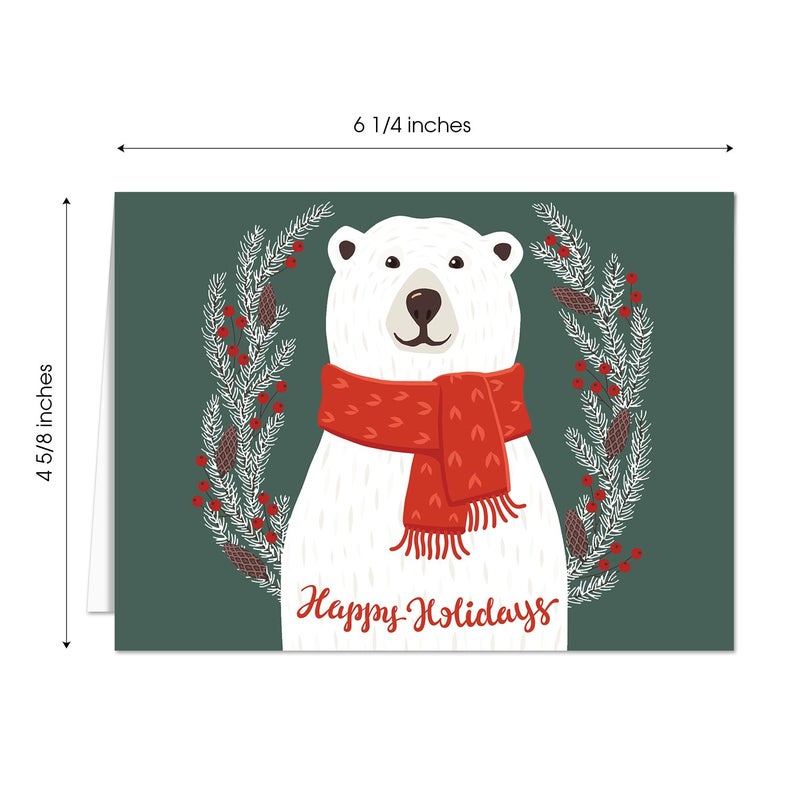 Canopy Street Smiling Polar Bear Holiday Card Pack / 25 Christmas Greeting Cards With Inside Verses And Envelopes / 4 5/8" x 6 1/4" Happy Holidays Cozy Winter Seasonal Holiday Cards - Image 5