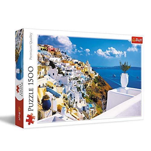 Trefl Red 1500 Piece Jigsaw Puzzle Santorini, Greece 33"x23" Print, DIY Puzzle, Creative Fun, Classic Puzzle for Adults and Children from 14 Years Old - Image 1