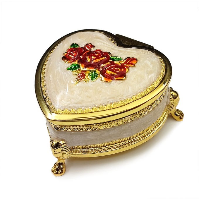 Emboss Alloy Metal Colorful Music Box Wind Up and Golden Movement Music Box for ChristmasBirthdayValentines Day Heart Shaped SongFly Me to The Moon