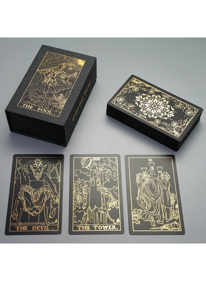 NIBEMINENT بطاقات تاروت أصلية مقاومة للماء من PVC (مع دليل مقدمة) - نسخة راتنجية شفافة - مجموعة 78 بطاقة تاروت كلاسيكية - مجموعة لعبة توقعات الحظ - Image 2