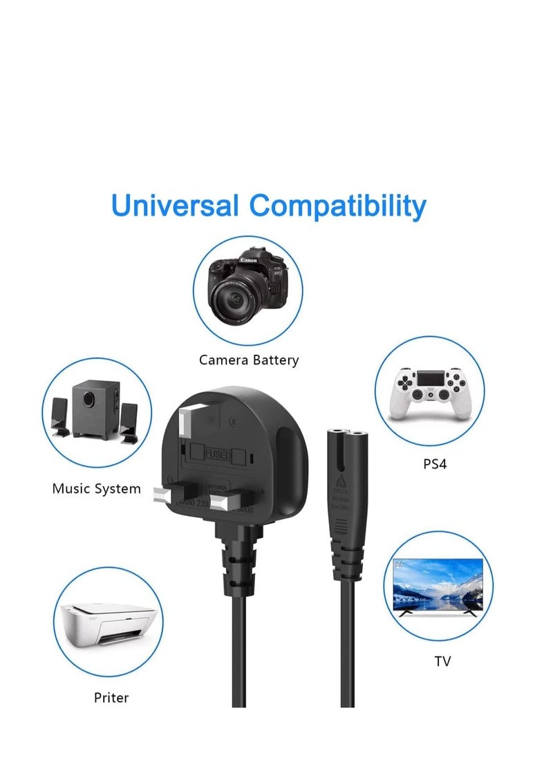 Terabyte 2 Prong AC Power Cord Cable for Samsung LG TCL Sony TV Compatible HP Printer PS3 PS4 PS5 UK AC Wall Plug  - Image 2