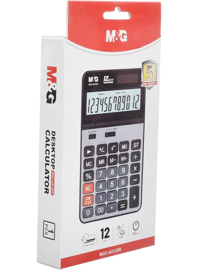 ام اند جي آلة حاسبة مكتبية، زاوية قابلة للتعديل، 12 رقمًا، طاقة مزدوجة، تصميم مريح - Image 3