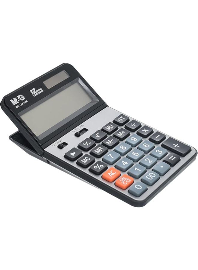 ام اند جي آلة حاسبة مكتبية، زاوية قابلة للتعديل، 12 رقمًا، طاقة مزدوجة، تصميم مريح - Image 2