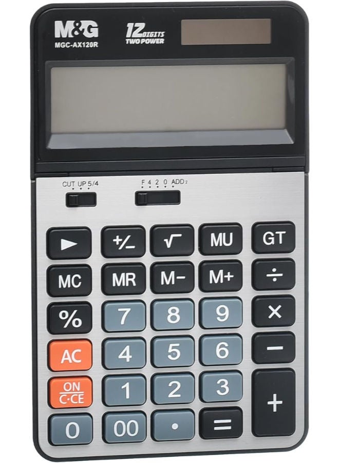 ام اند جي آلة حاسبة مكتبية، زاوية قابلة للتعديل، 12 رقمًا، طاقة مزدوجة، تصميم مريح - Image 1