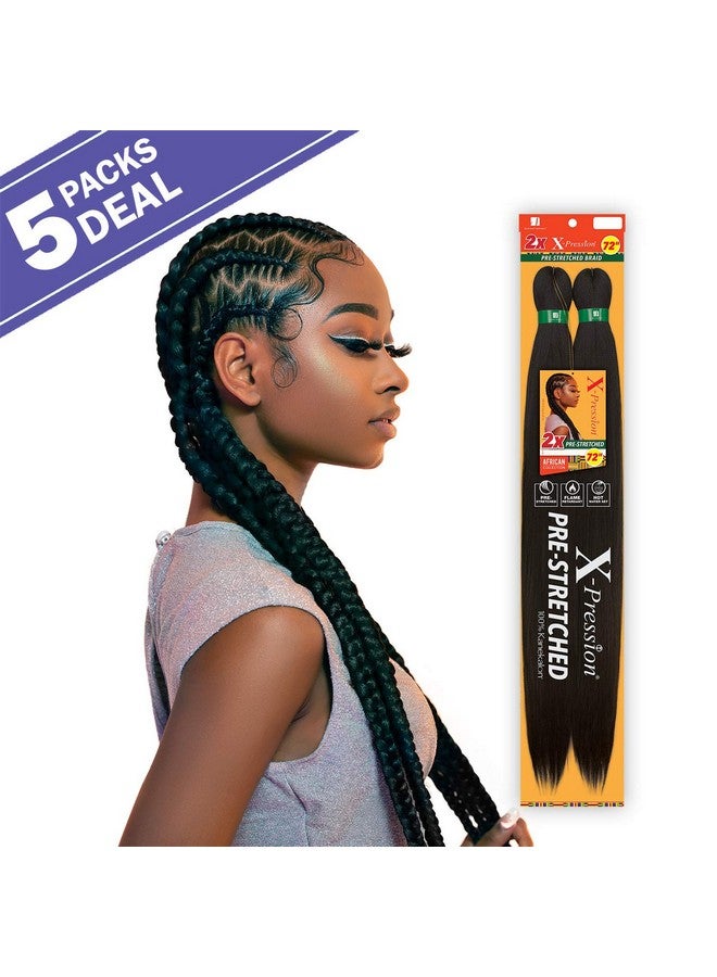 سينساشنيل ضفائر رائعة XPRESSION 3X ضفيرة مسبقة التمدد 58 بوصة (عبوة من 5 قطع، 1B) - Image 2