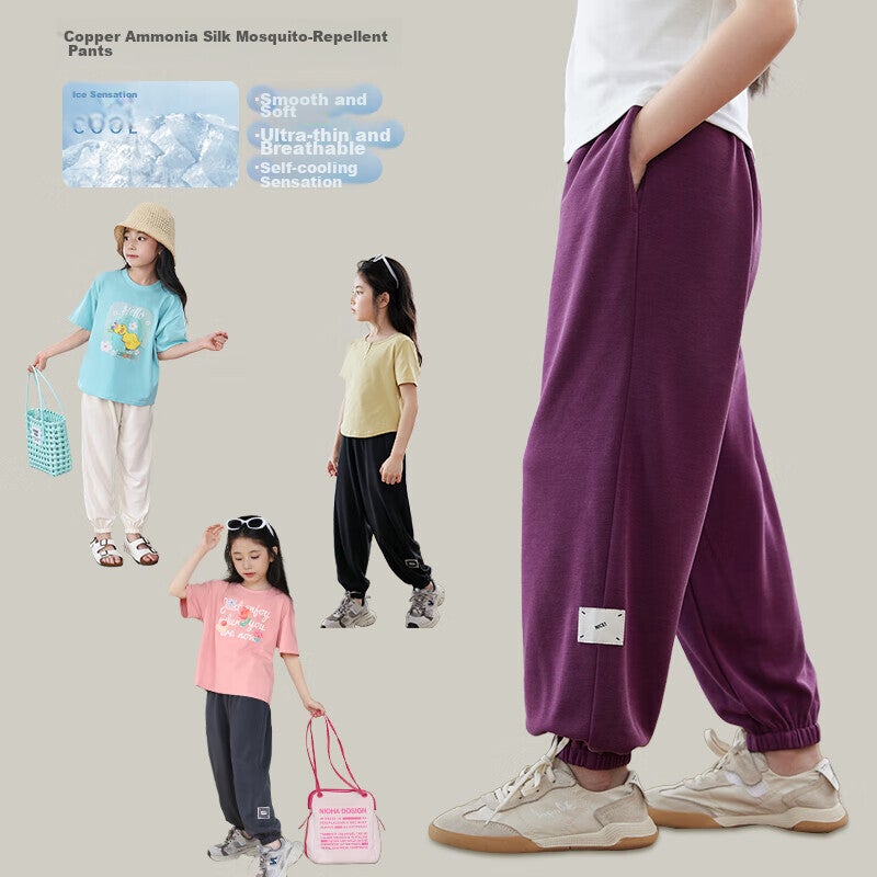 JD Jing Zao LUSON Chen Dazhu Girls' Pants, Summer Thin Style, 2025 New Versatile Casual Joggers, Children's Mosquito-Proof Pants - Image 2