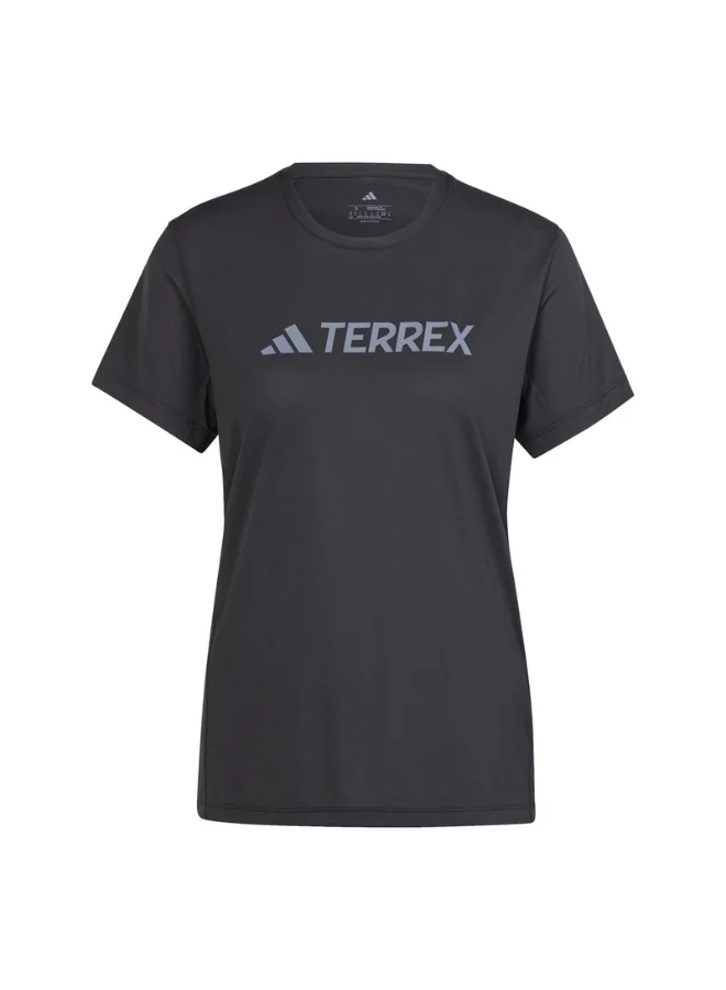 Adidas Adidas W Mt Log Tech T Black T-Shirt (Short Sleeve) T-Shirts For Women