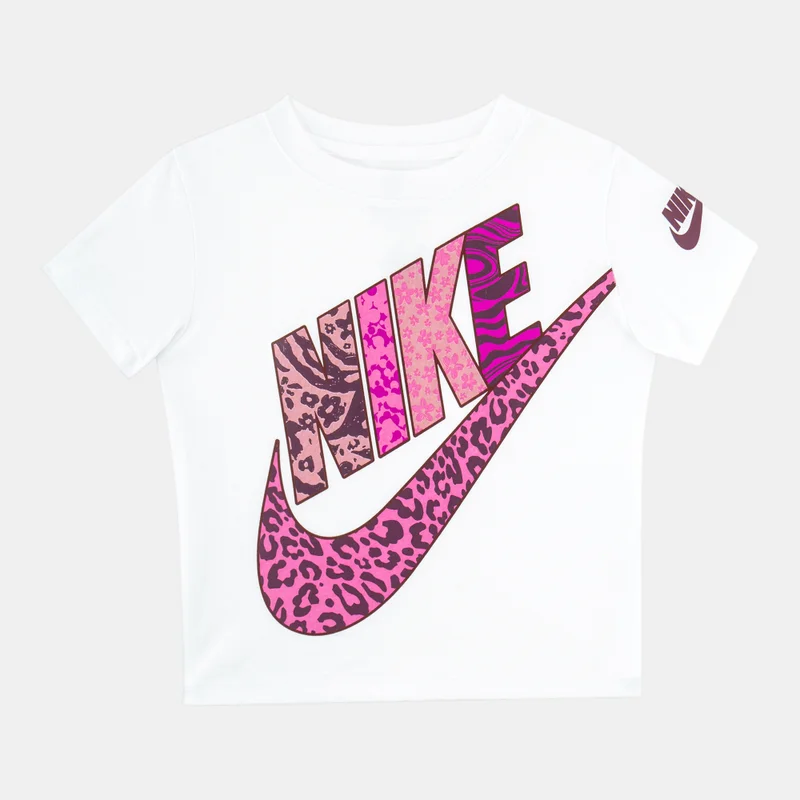 Nike Kids' Animal Print Futura Logo T‑Shirt