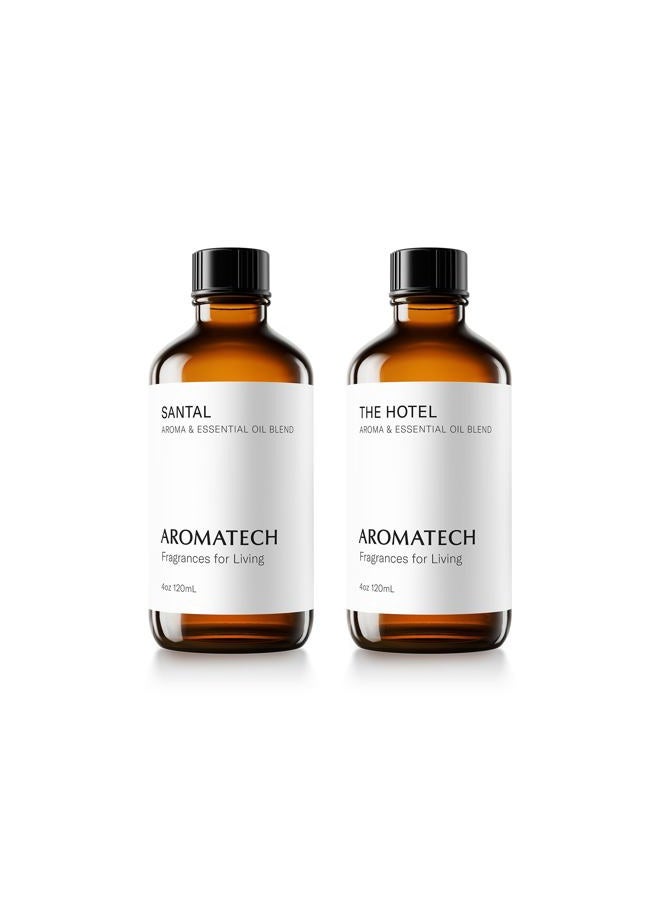 AromaTech Santal & The Hotel Set | Gift Set of Aroma Diffuser Essential Oils Blend of Santal Cardamom, Papyrus, Musk | The Hotel Peach, Red Rose, Pine - 120 Milliliter - Image 1