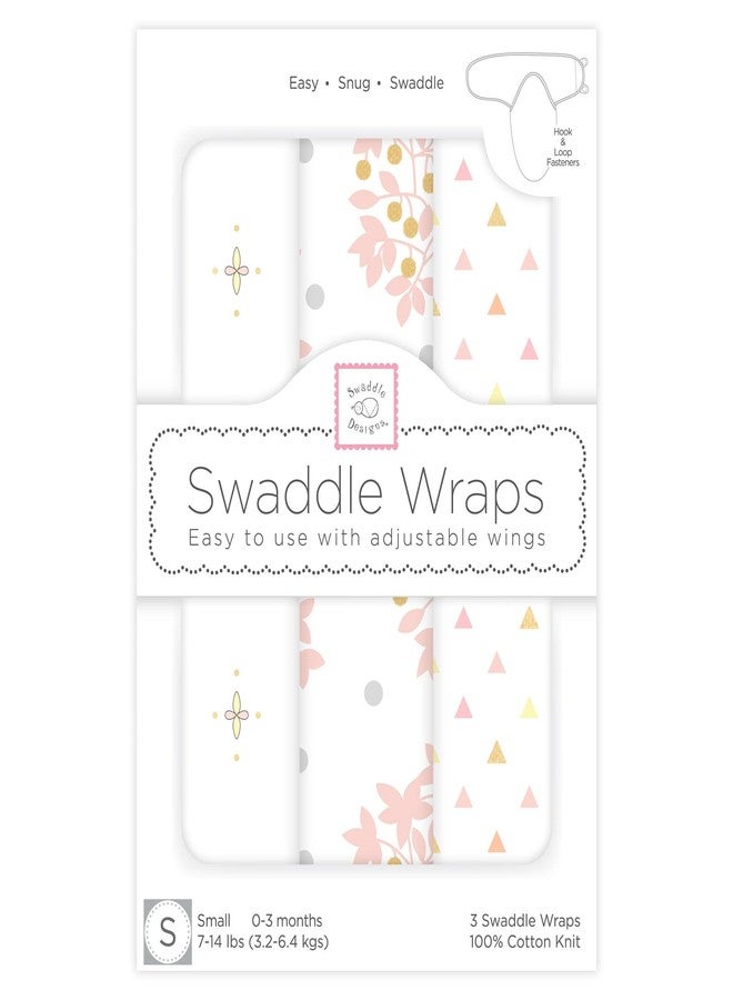 SwaddleDesigns Swaddle Blanket with Adjustable Wrap, Set of 3, Heavenly Floral, Pink - Image 1