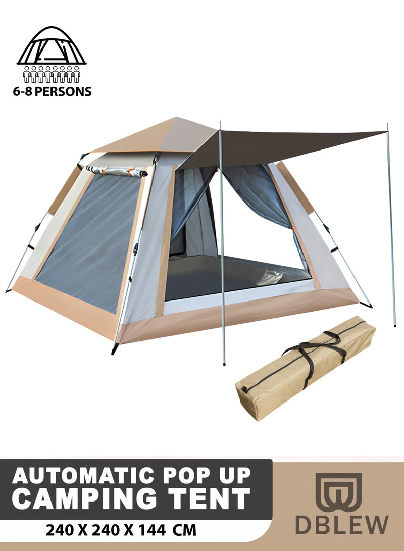 DBLEW Automatic Pop-Up Camping Tent | 6-8 Persons | Waterproof, Ventilated, Easy Setup | 240×240×144 cm - Image 1