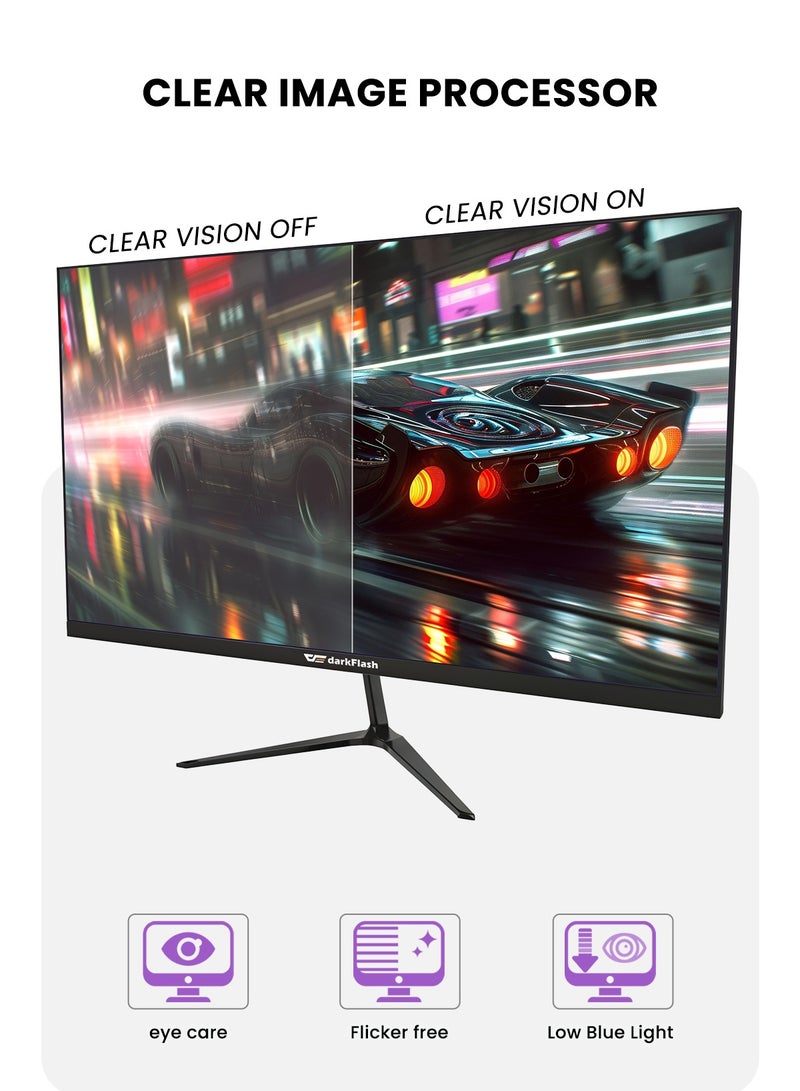 Darkflash G243FW 24-inch IPS Panel FHD 100Hz Gaming Monitor/Office Monitor, Clear Vision Processor, Eye Care Technology, CDC Dimming Technology, Built-In HDMI  VGA Port Monitor - Image 5