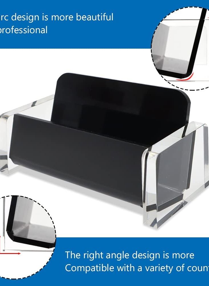 SYOSI Business Card Holder, Acrylic Business Card Holder for Office Desk, Transparent Business Card Display Holder, 1 Slot Holds About 30-50 Cards, Modern Organizer for Office Study Countertop, Desk (Black) - Image 2
