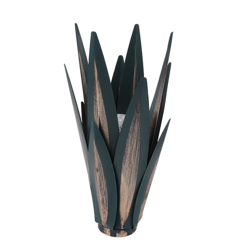 Tequila Art Sculpture with Colorful Light Iron Dark Green 300MAH Metal Agave Art Sculpture for Living Room - Image 1