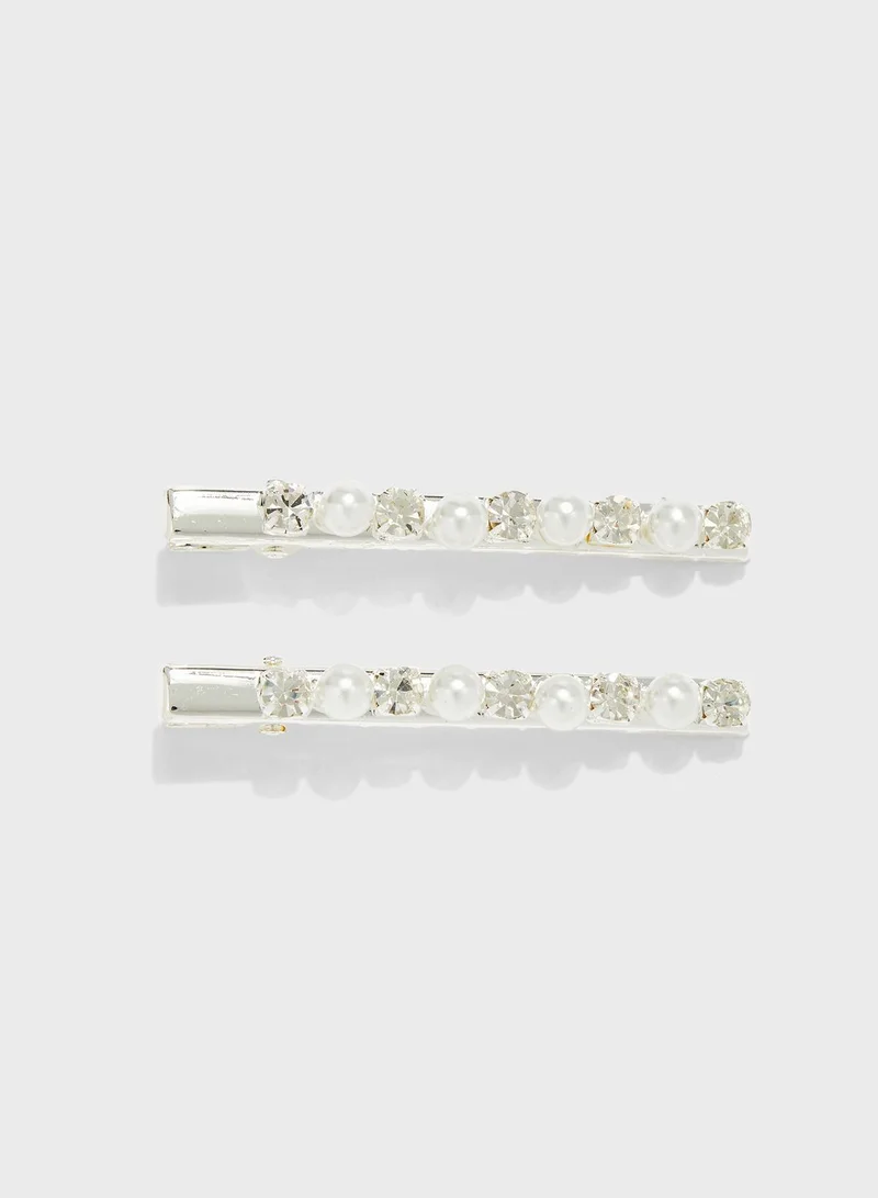 Ella Limited Edition 2 Pack Pearl And Diamante Hair Slides