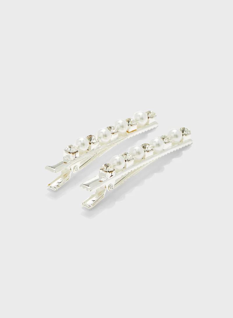 Ella Limited Edition 2 Pack Pearl And Diamante Hair Slides