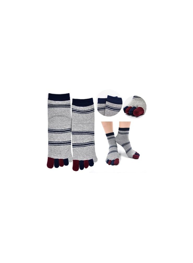 Men's Five Finger Striped Toe Socks - 5 Pairs of Athletic Cotton Ankle Socks for Running, Hiking, Casual, or Dress Footwear - Perfect for Outdoor Training and Exercise. - Image 2