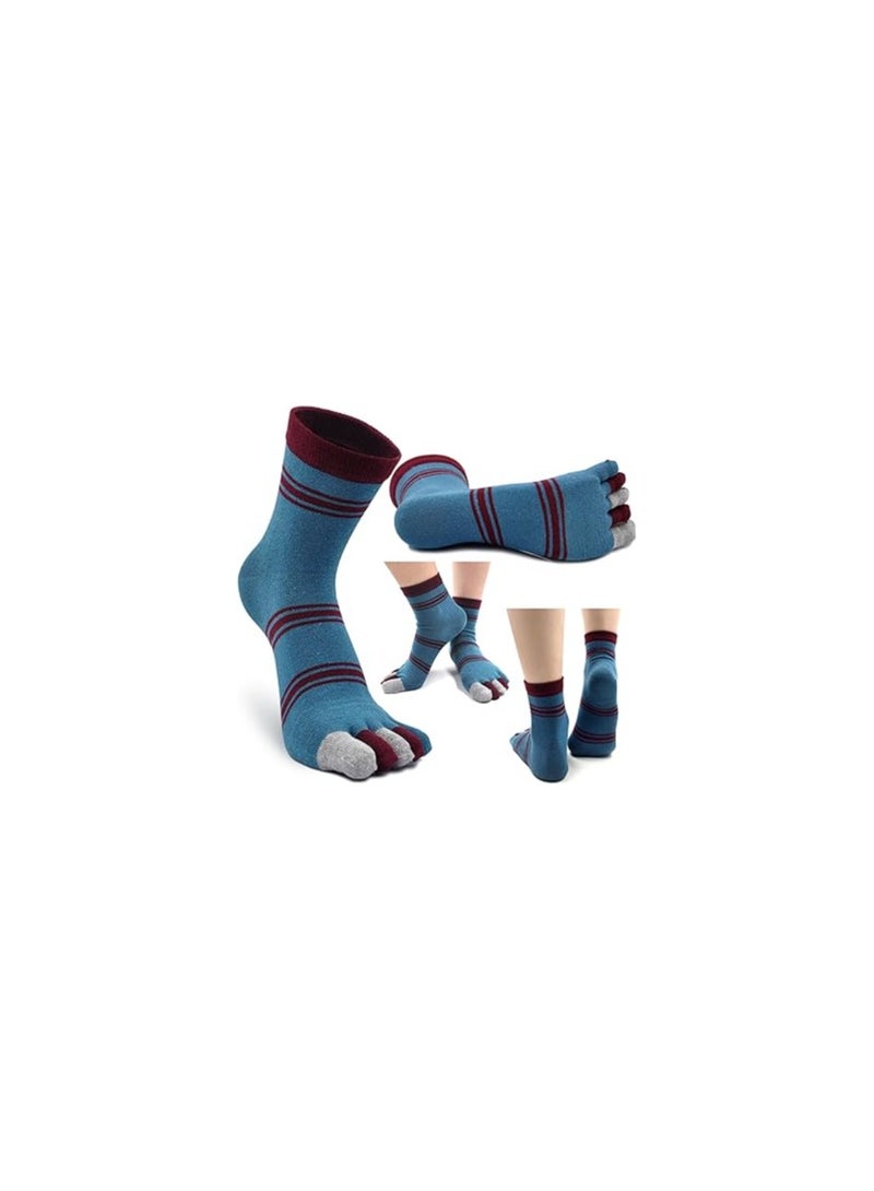 Men's Five Finger Striped Toe Socks - 5 Pairs of Athletic Cotton Ankle Socks for Running, Hiking, Casual, or Dress Footwear - Perfect for Outdoor Training and Exercise. - Image 3