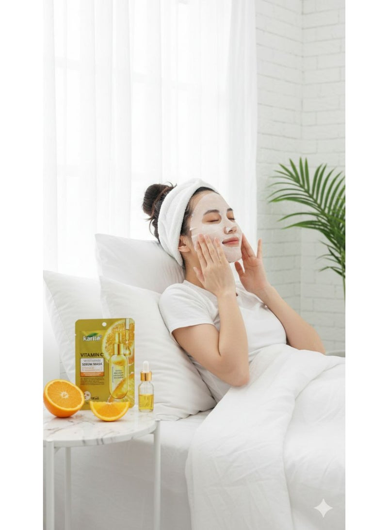 كاريت قناع الوجه الورقي بفيتامين سي من كاريتيه (Karité) – لتفتيح البشرة، توحيد اللون، ومكافحة علامات الإجهاد 3 قطع - Image 3