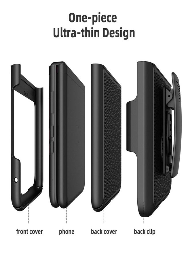 Ailiber for Motorola Razr Plus 2023 Case, Razr Plus 2023 Phone Case Holster, Swivel Belt Clip, Kickstand Holder, Slim Shockproof Shell Full Body Cover, Black - Image 4