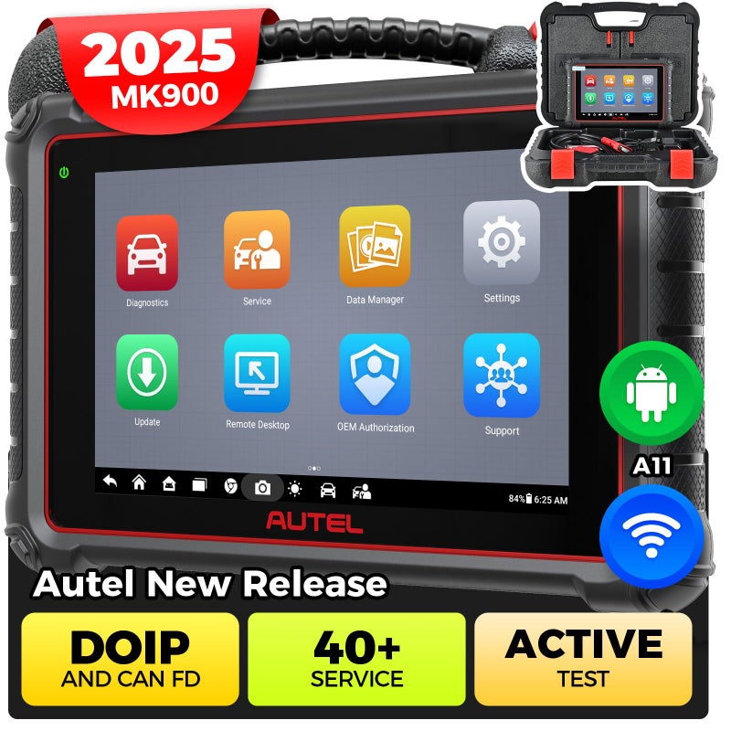 Autel Autel Scanner MaxiCOM MK900 2025 Same as MK900BT MK900BT MX900 Bidirectional Diagnostic Tool 8in Up of MK808S MK808BT Pro MX808S MK808Z 3K Active Tests 40 Service CANFDDOIP All System FCA