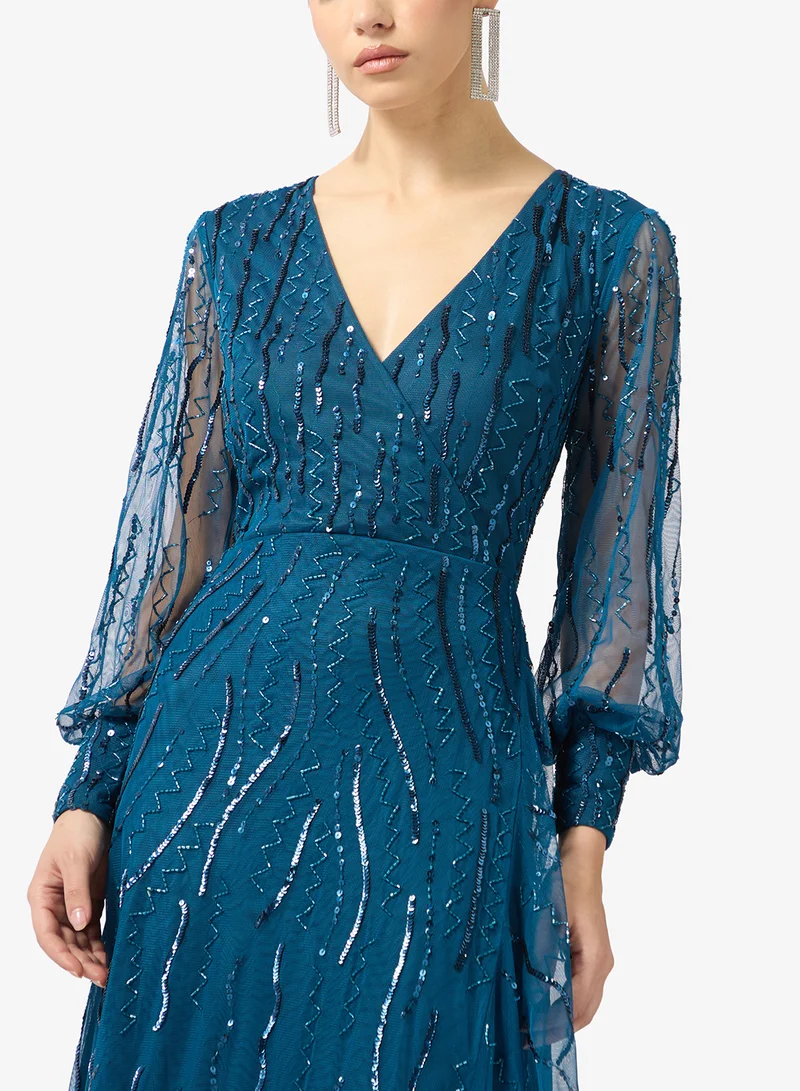 Amelia Rose v-neck sequin midi dress