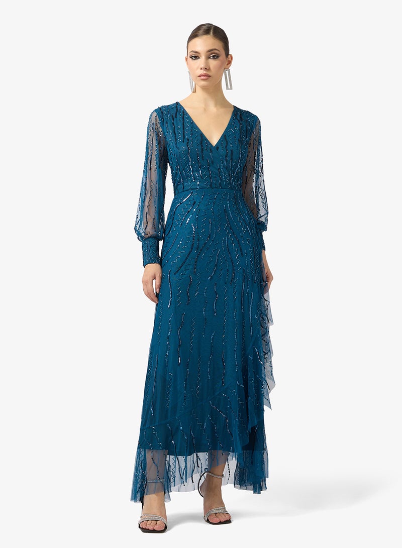 Amelia Rose v-neck sequin midi dress - Image 1