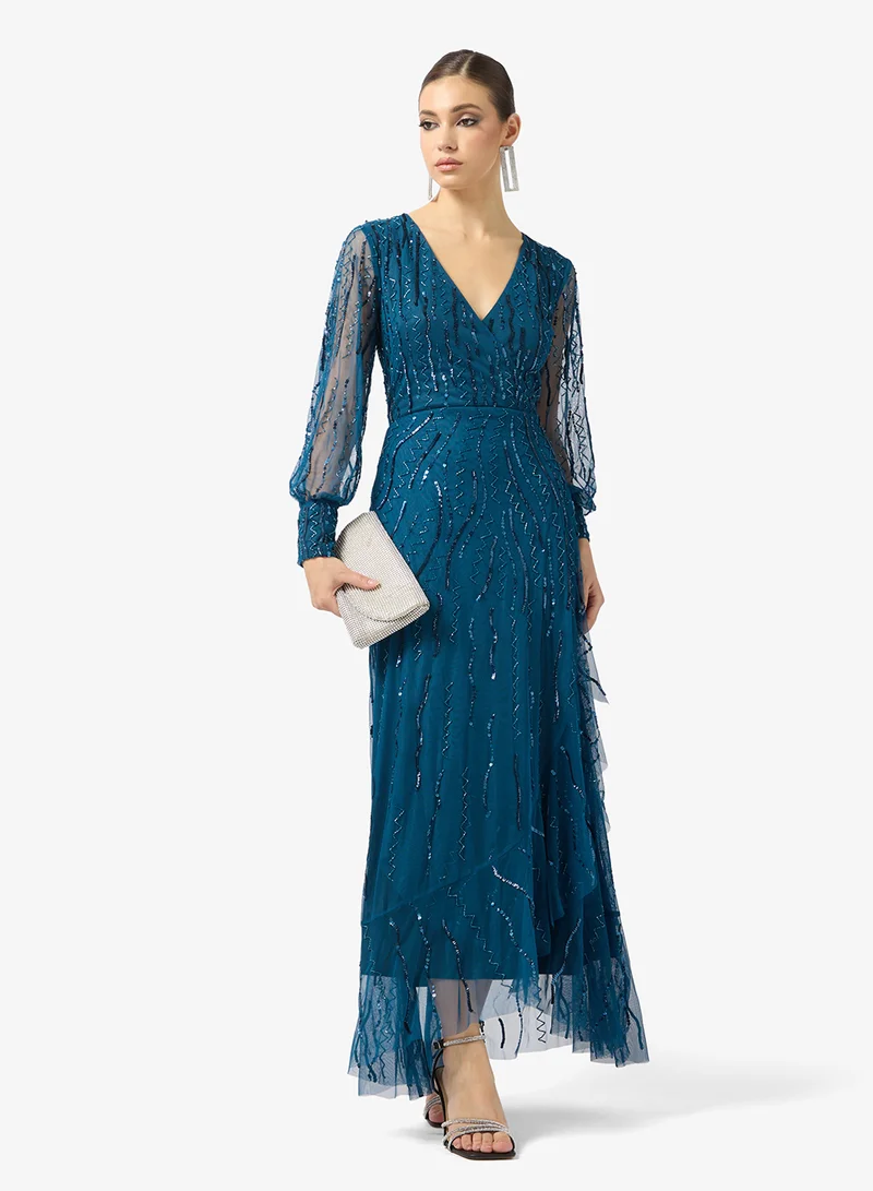 Amelia Rose v-neck sequin midi dress