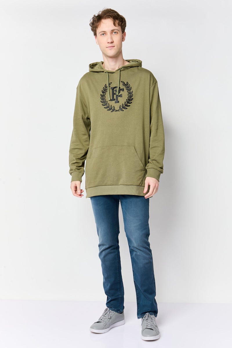 Paul Frank Men Long Sleeves Brand Logo Hoodie, Olive - Image 4