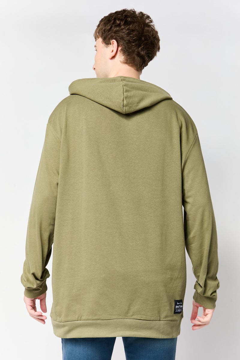 Paul Frank Men Long Sleeves Brand Logo Hoodie, Olive - Image 2